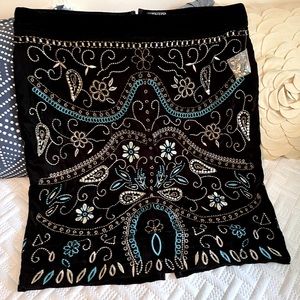 Beaded-embroidered Velvet Skirt